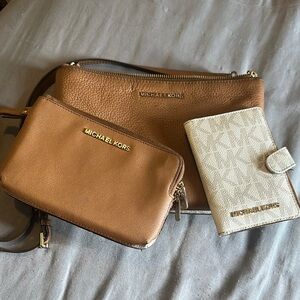 Michael Kors Brown and Cream Crossbody Bag